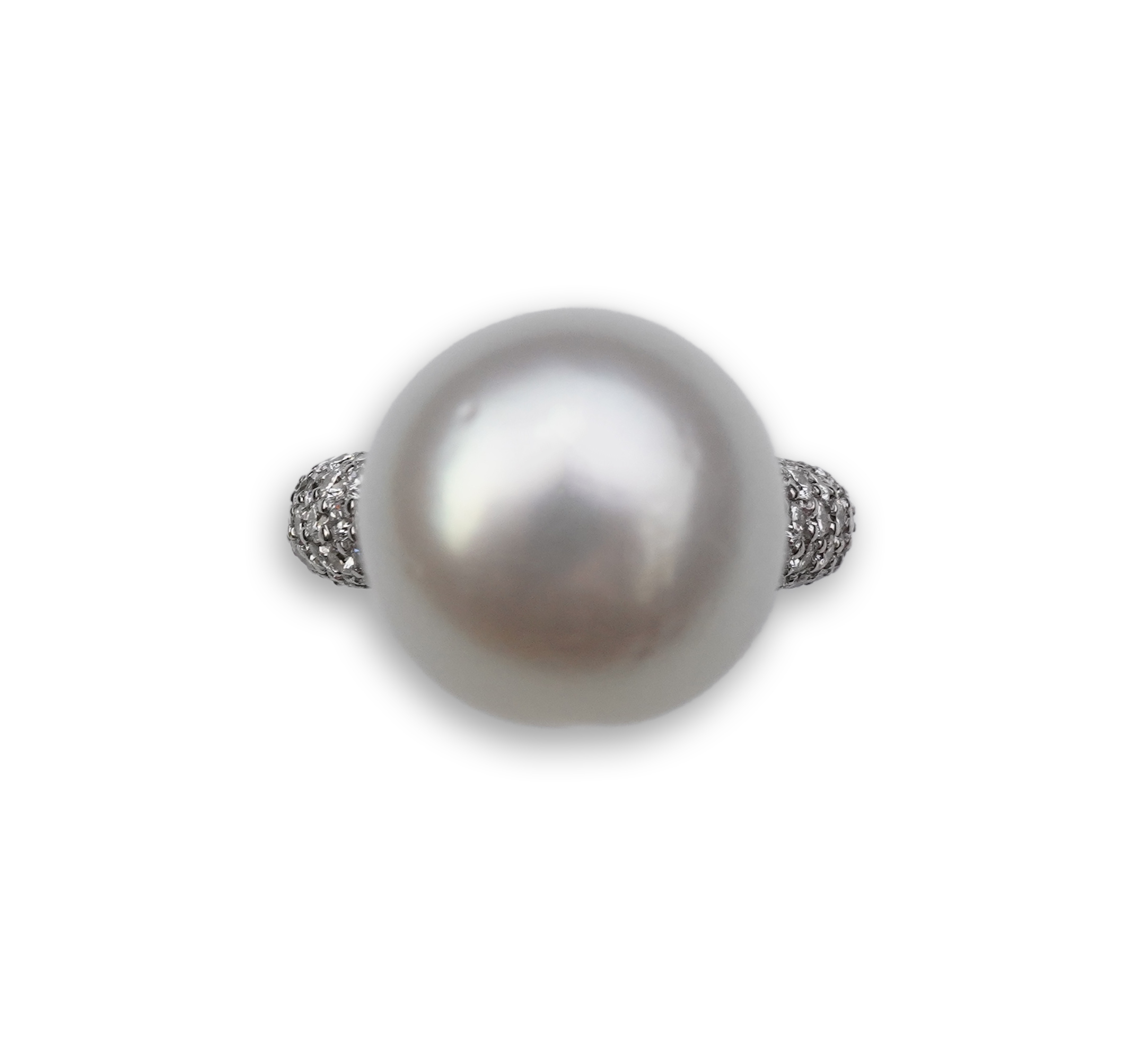 A South Sea cultured pearl and diamond ring